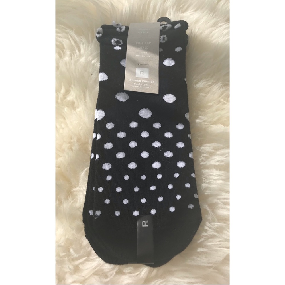richer poorer brand 2 pack socks black & polka dot